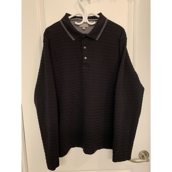 Ted Baker Polo Long Sleeve Men’s XXL Black Shirt - Picture 2 of 8